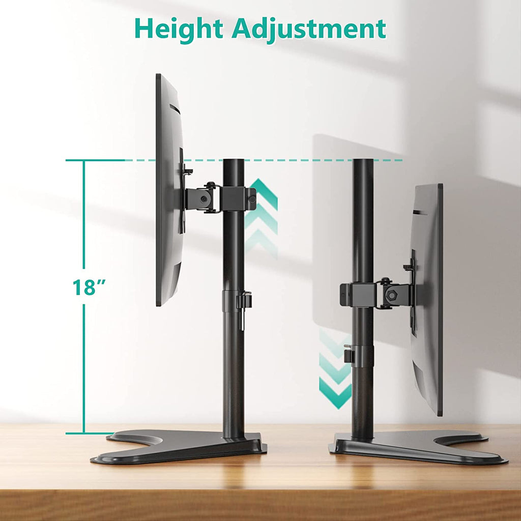 Single Monitor Stand up to 32 Inch Screens, Freestanding Single Monitors Arm Desk Mount, Universal VESA Monitor Mount 75X75/100X100Mm, Adjustable Height and Angle (MF001), Black