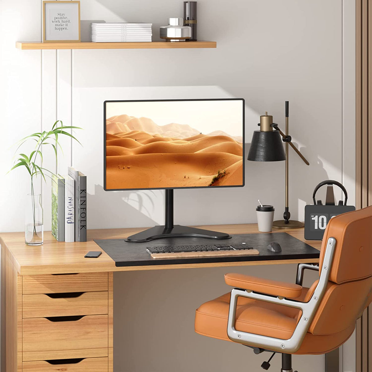 Single Monitor Stand up to 32 Inch Screens, Freestanding Single Monitors Arm Desk Mount, Universal VESA Monitor Mount 75X75/100X100Mm, Adjustable Height and Angle (MF001), Black