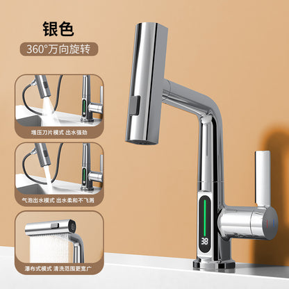 German Gun Gray Digital Faucet with Pull-Down Spout
