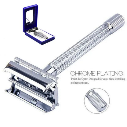 Men's Classic Chrome Double Edge Safety Razor with Blades