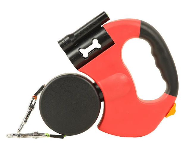 Walk Two Dogs at Once – Retractable Double Dog Leash with Light