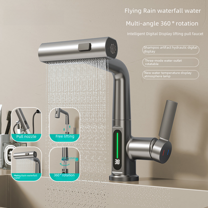 German Gun Gray Digital Faucet with Pull-Down Spout