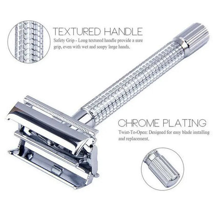 Men's Classic Chrome Double Edge Safety Razor with Blades