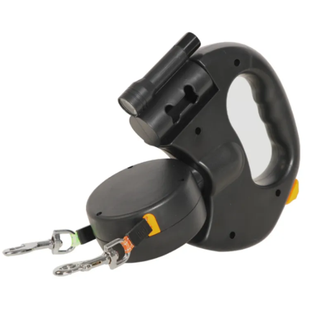 Walk Two Dogs at Once – Retractable Double Dog Leash with Light