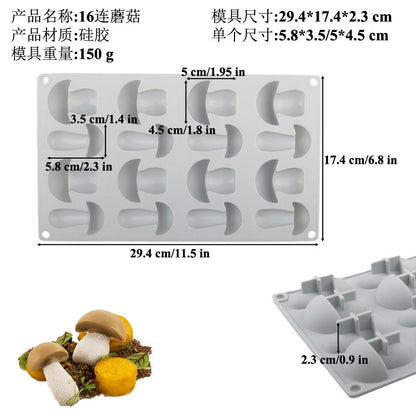 Silicone Molds for Cake Decoration - Peanuts, Mushrooms, Fruits