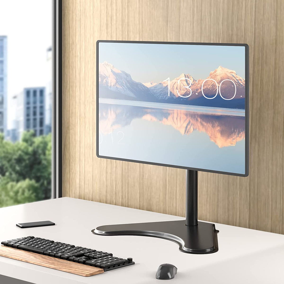 Single Monitor Stand up to 32 Inch Screens, Freestanding Single Monitors Arm Desk Mount, Universal VESA Monitor Mount 75X75/100X100Mm, Adjustable Height and Angle (MF001), Black