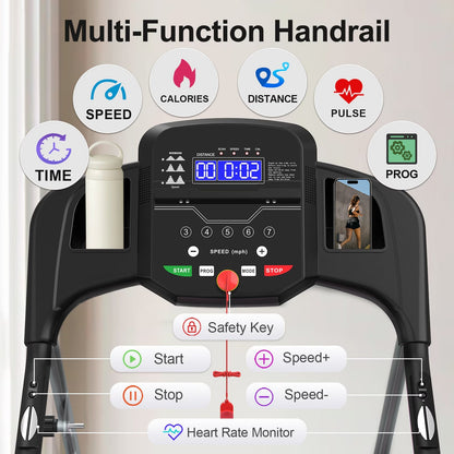 Home Folding Treadmill With Pulse Sensor