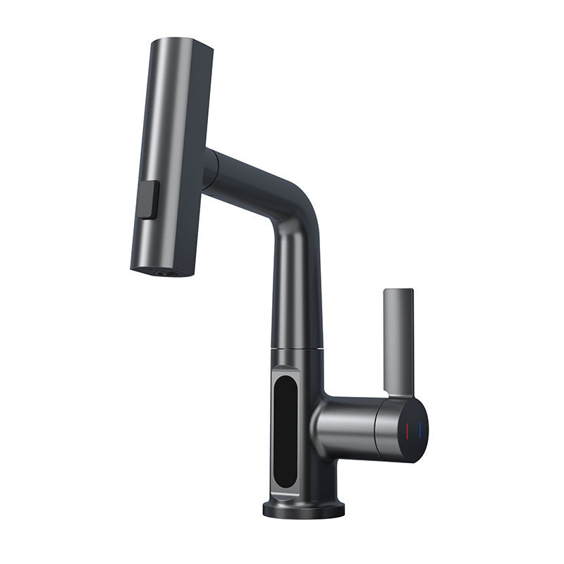 German Gun Gray Digital Faucet with Pull-Down Spout